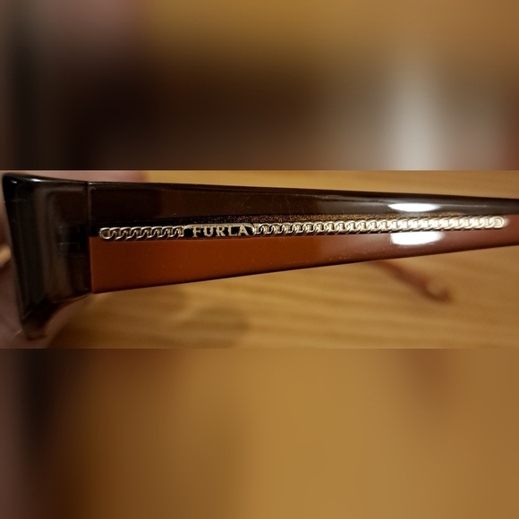 EUC Furla Virgine Brown & Maroon Reading Eyeglass Glasses Frames w/ Gold Tone - Picture 5 of 7